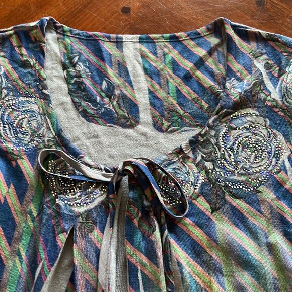 Multicolor Print Cardigan Sweater with Embellishments Woman Size Medium Y2K - Picture 7 of 11